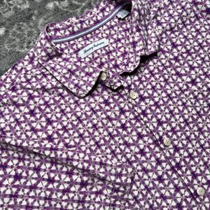 Tommy Bahama Men's Silk Camp Shirt Size 2XLT TALL Ikat Purple Geo Hawaiian